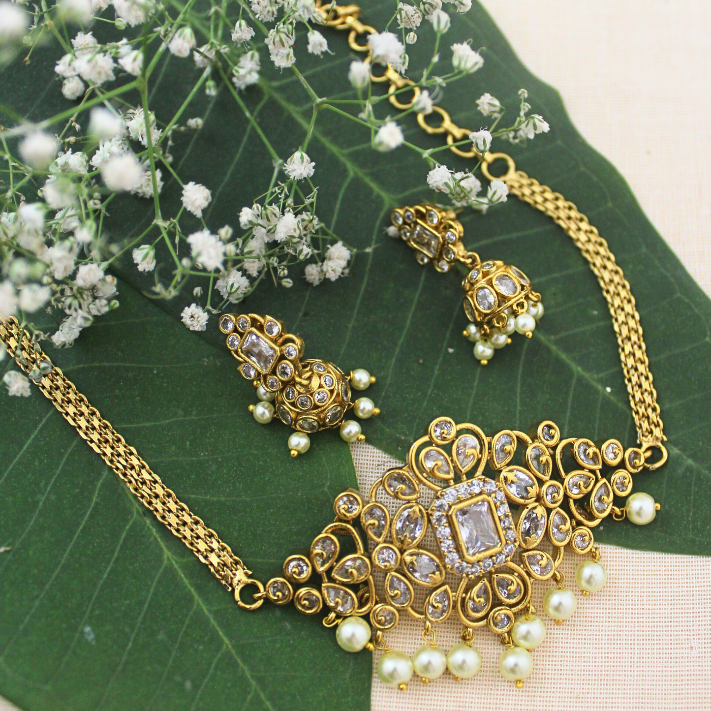 Shweta Antique Matte Choker Necklace Set