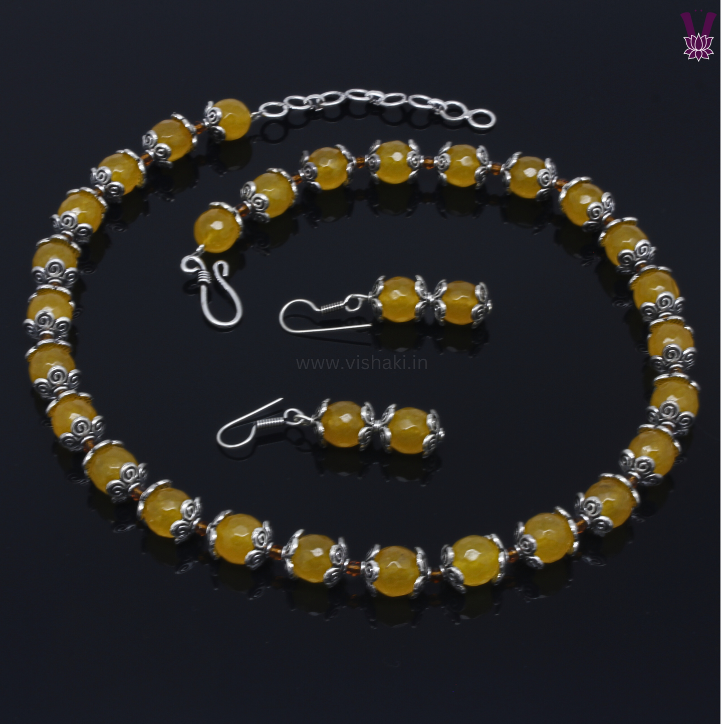 Mrudhvi Yellow Agate Short Necklace Set