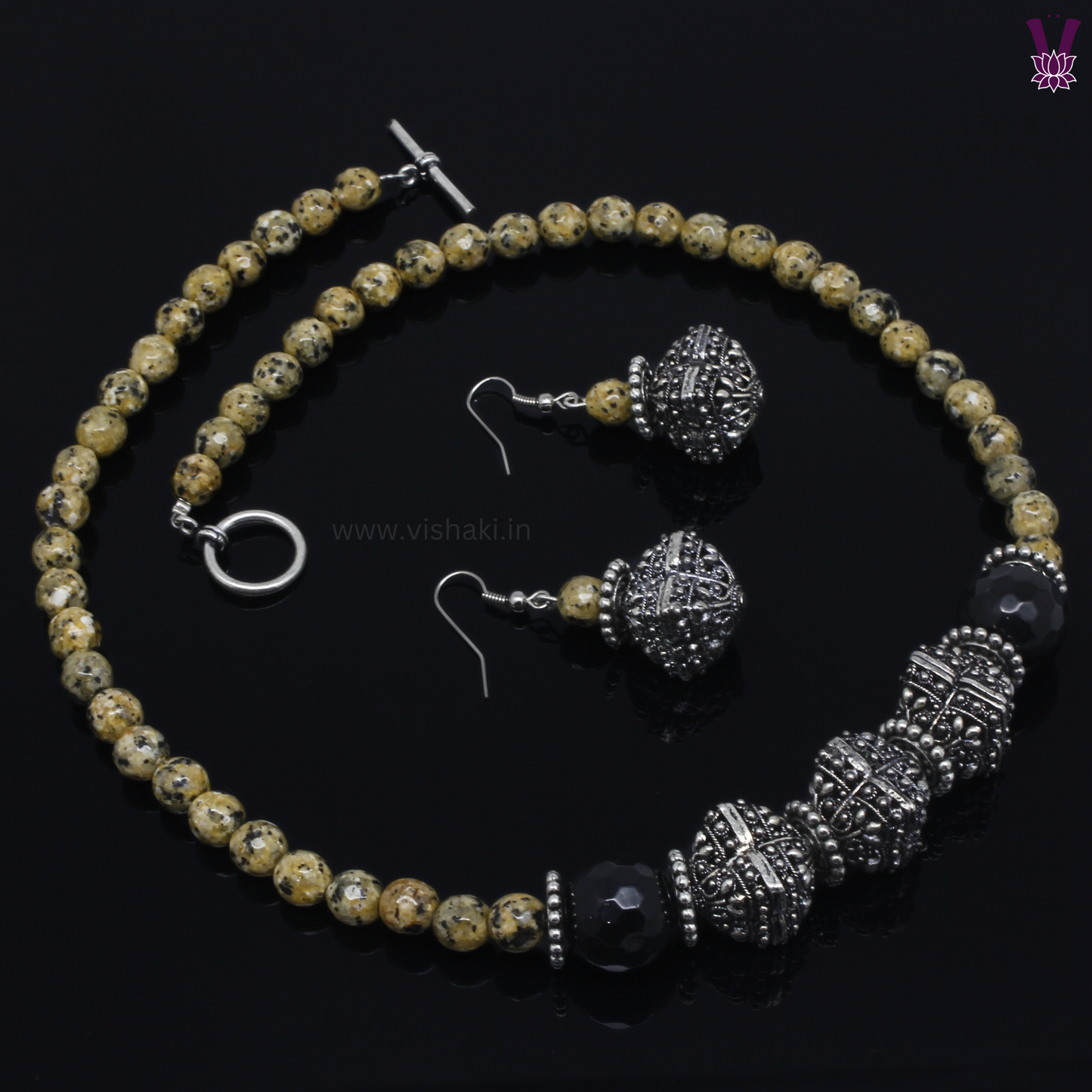Mrudhvi Yellow Agate Short Necklace Set
