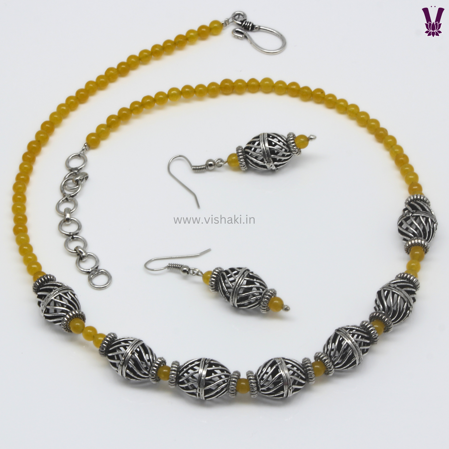 Mrudhvi Yellow Agate Short Necklace Set