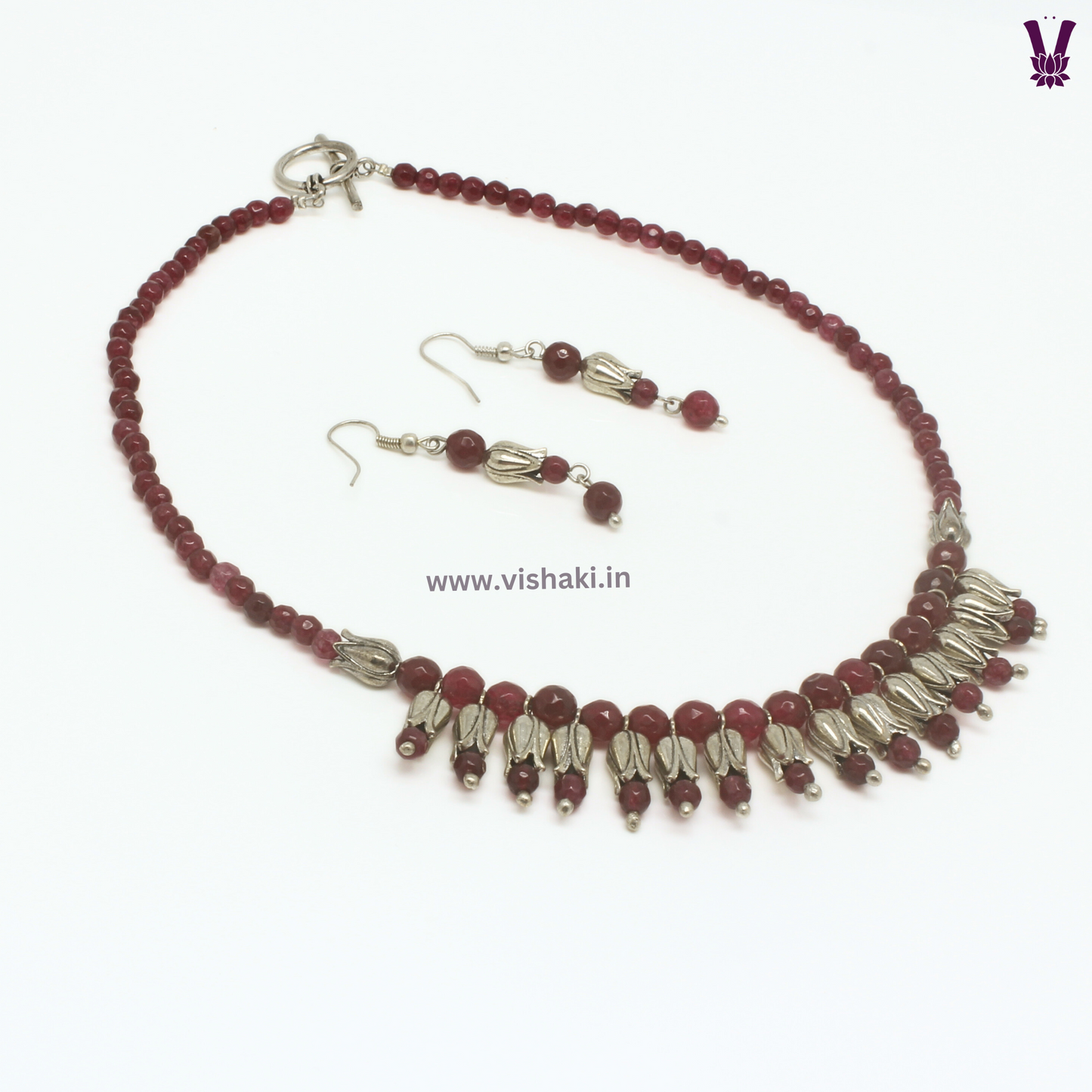 Mrudhvi Ruby Agate Choker Necklace Set
