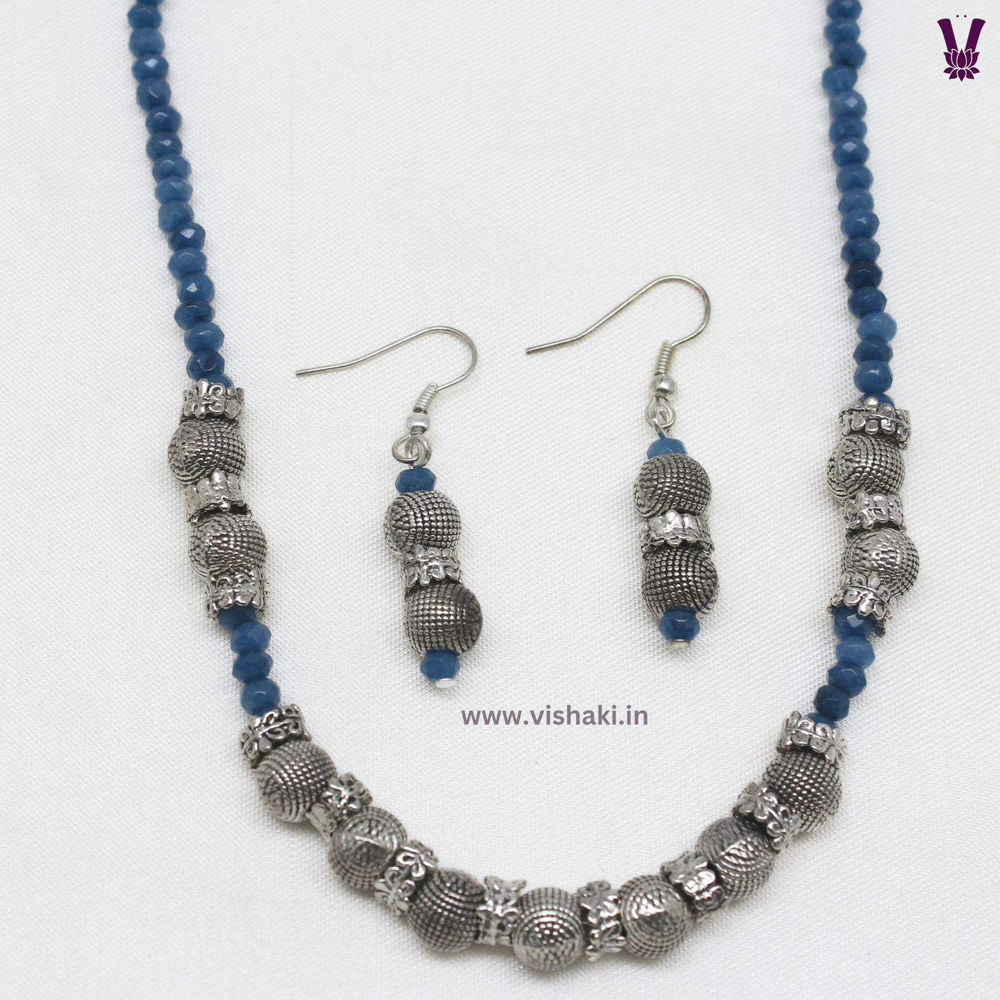 Mrudhvi Blue Agate Choker Necklace Set