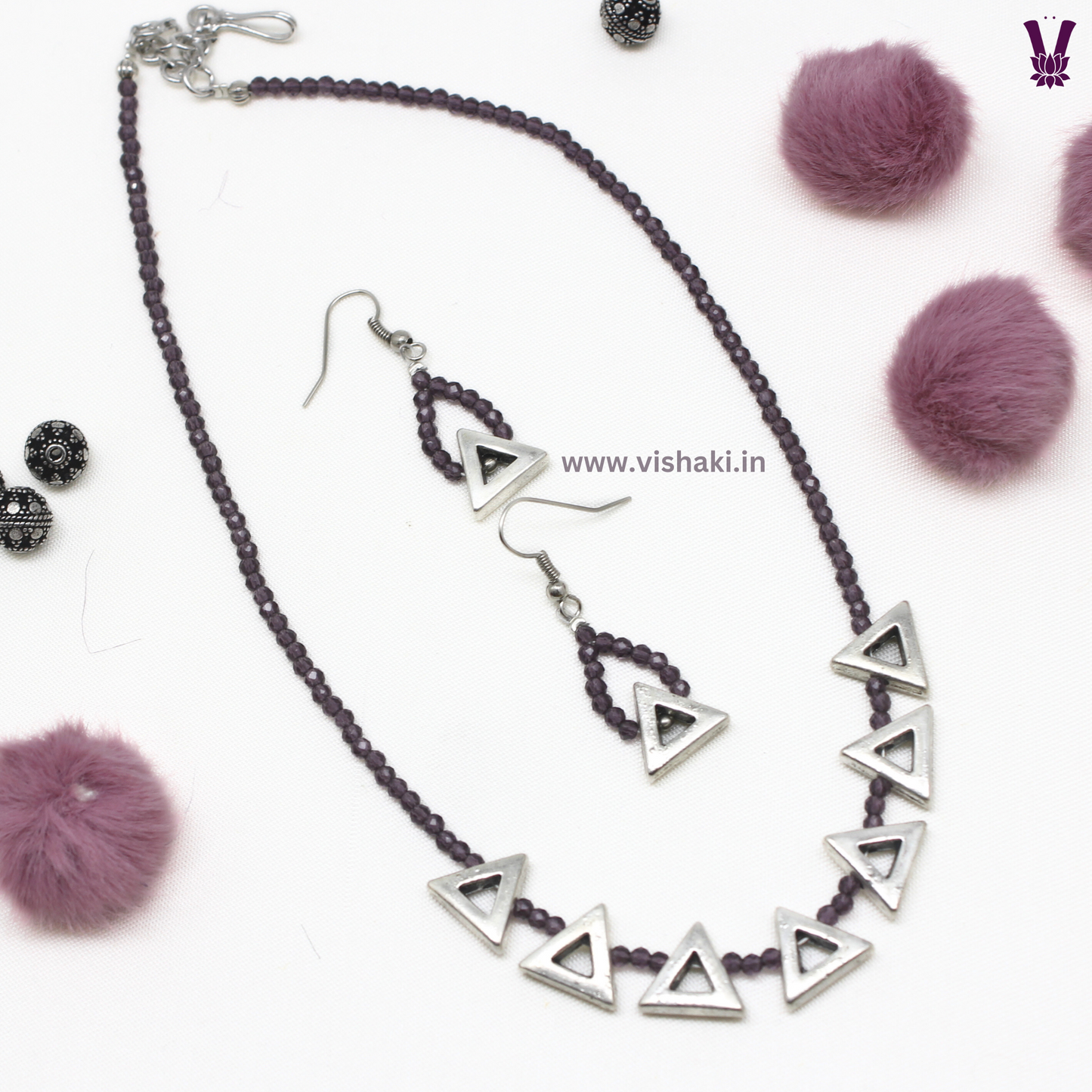 Mrudhvi Purple Agate Choker Necklace Set