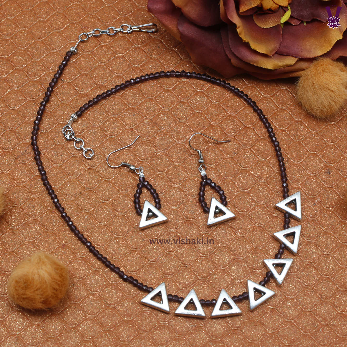 Mrudhvi Purple Agate Choker Necklace Set
