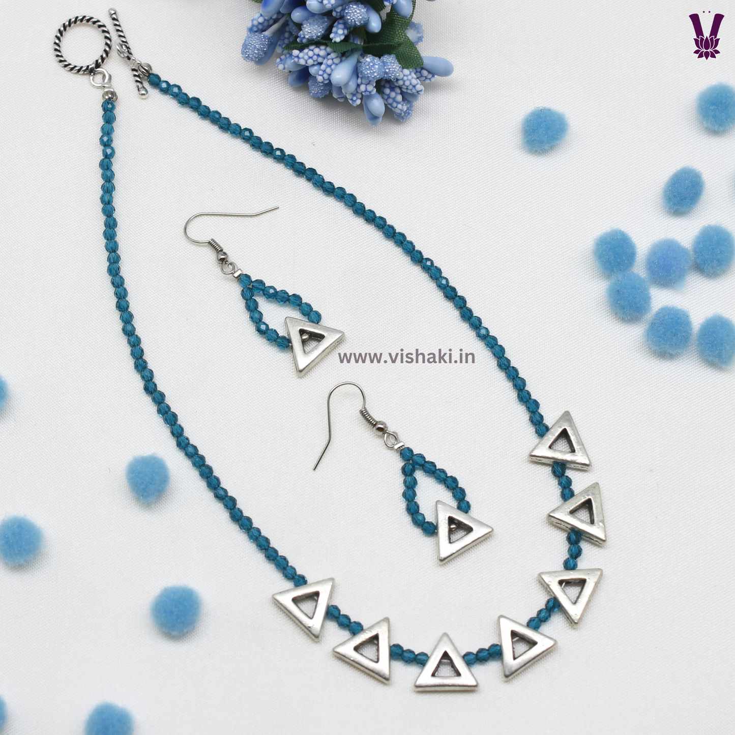 Mrudhvi Sea Green Agate Choker Necklace Set