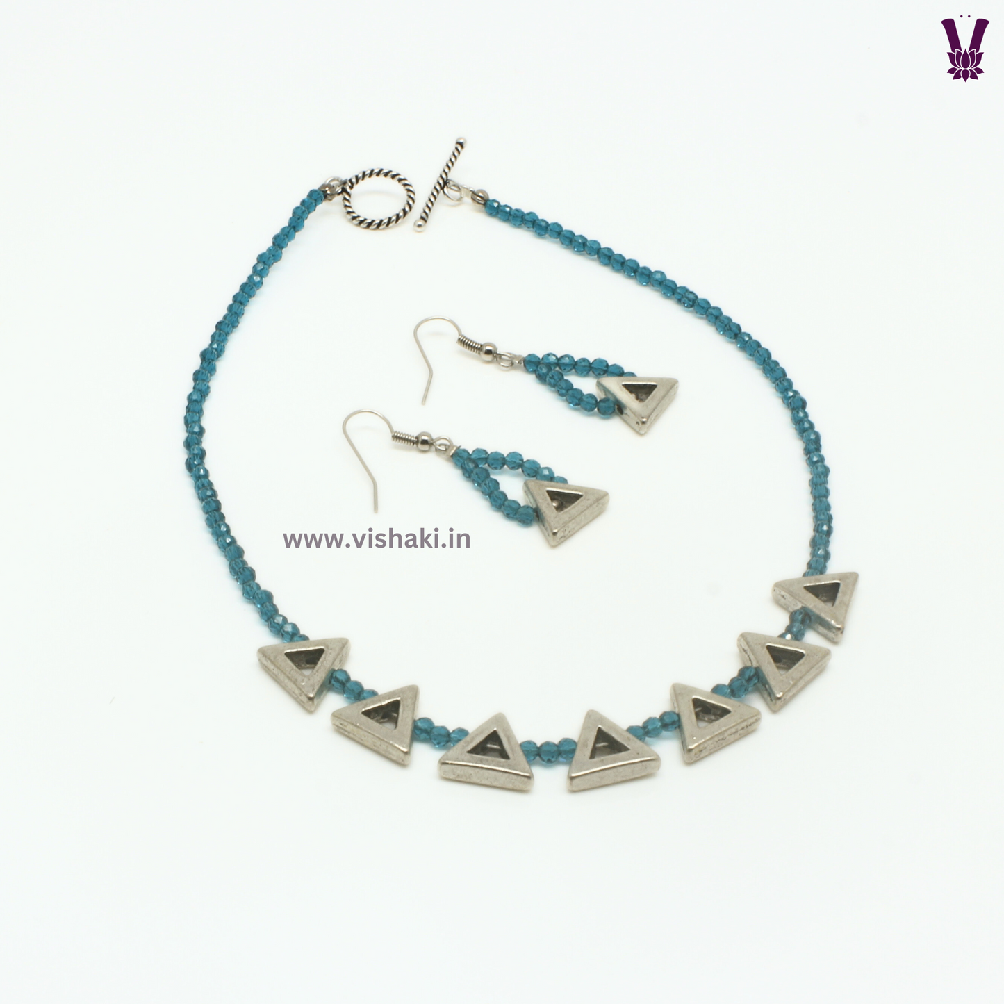 Mrudhvi Sea Green Agate Choker Necklace Set