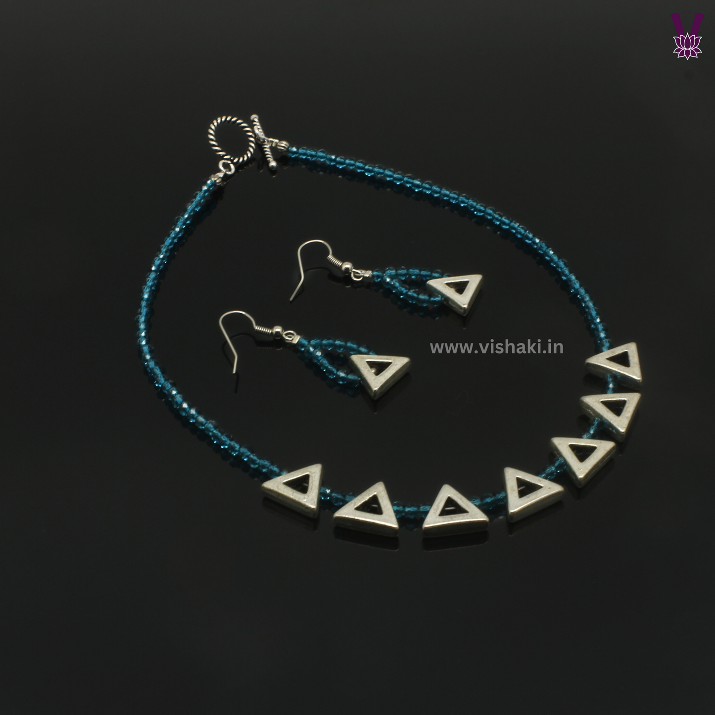 Mrudhvi Sea Green Agate Choker Necklace Set