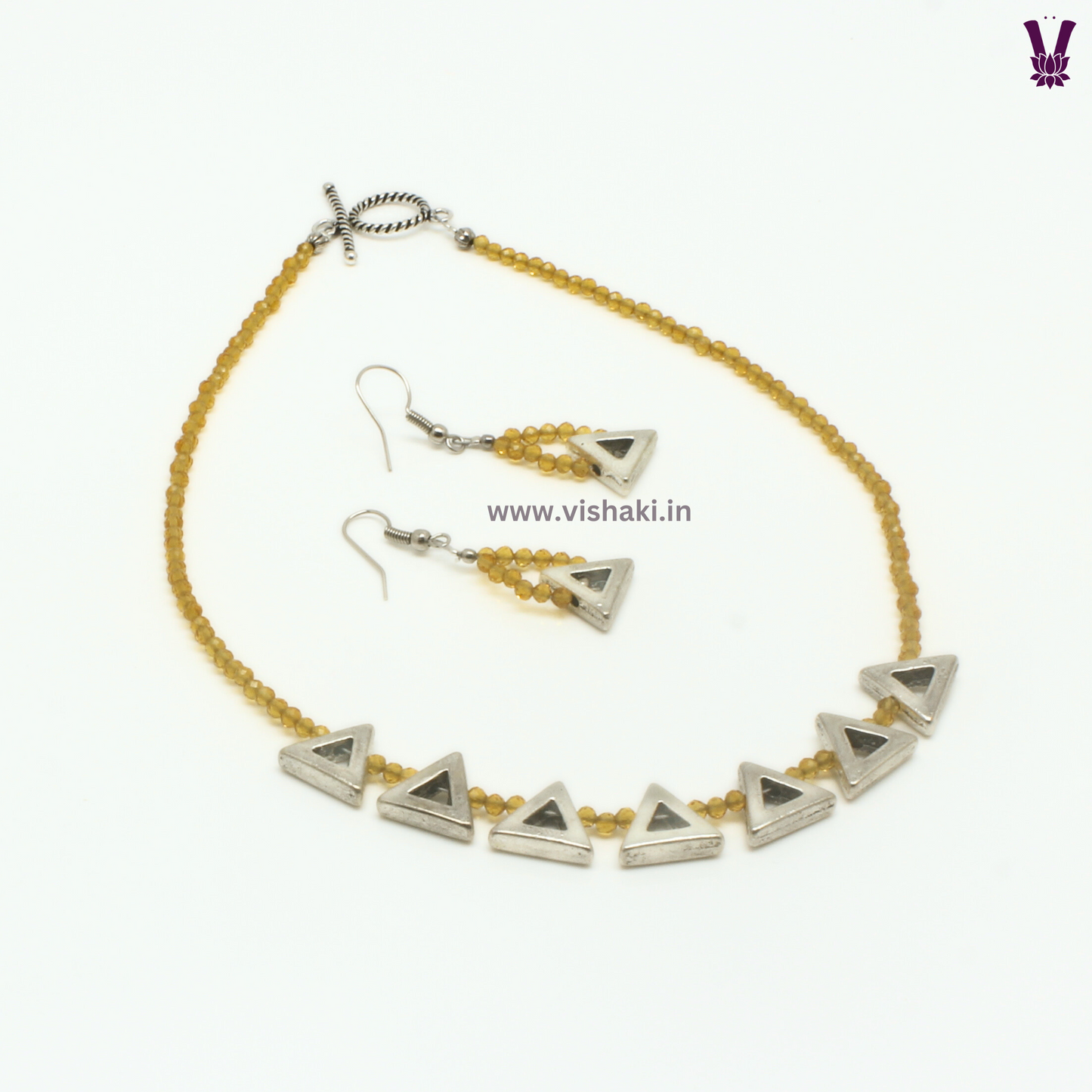 Mrudhvi Yellow Agate Choker Necklace Set