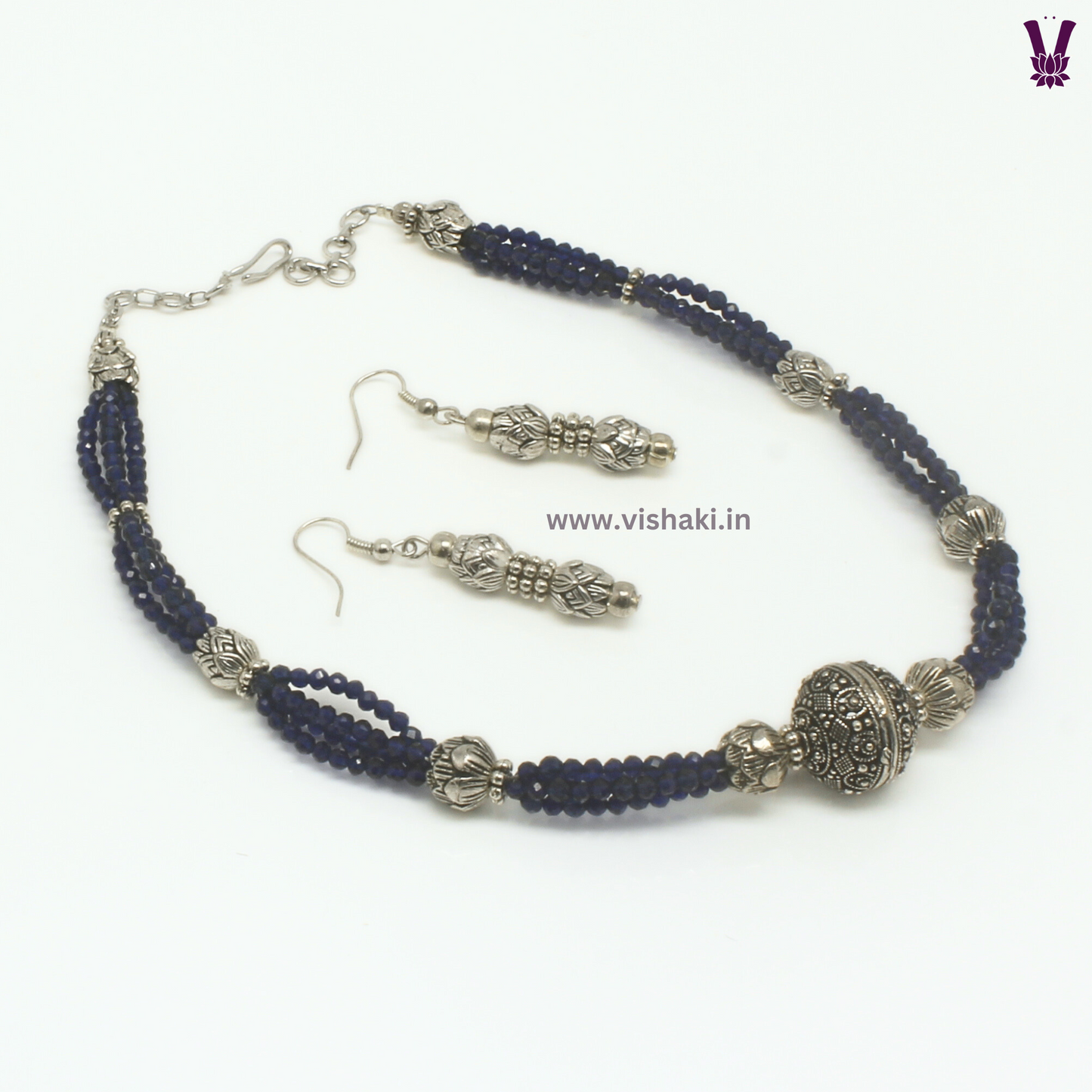 Mrudhvi Blue Agate Choker Necklace Set