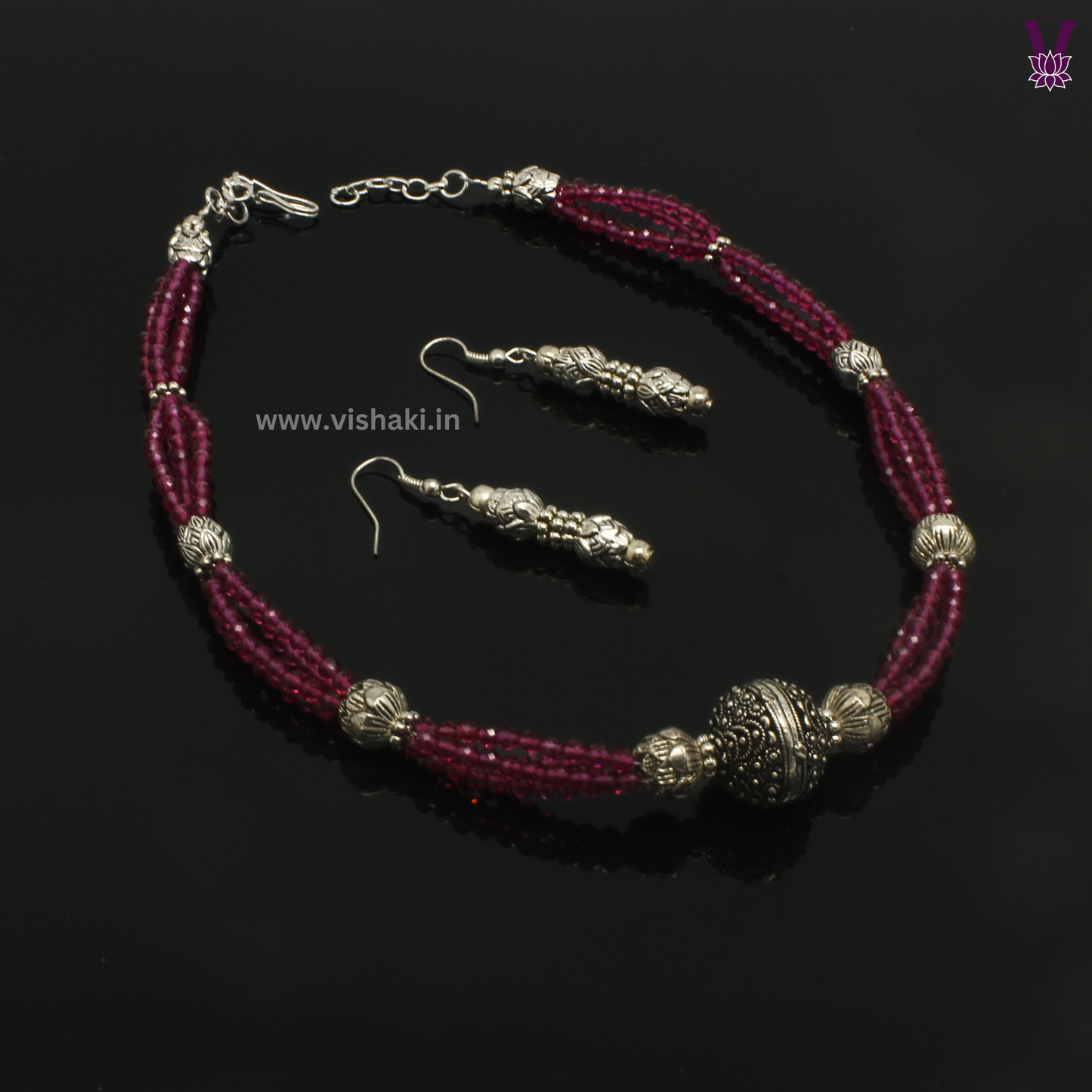 Mrudhvi Ruby Agate Choker Necklace Set