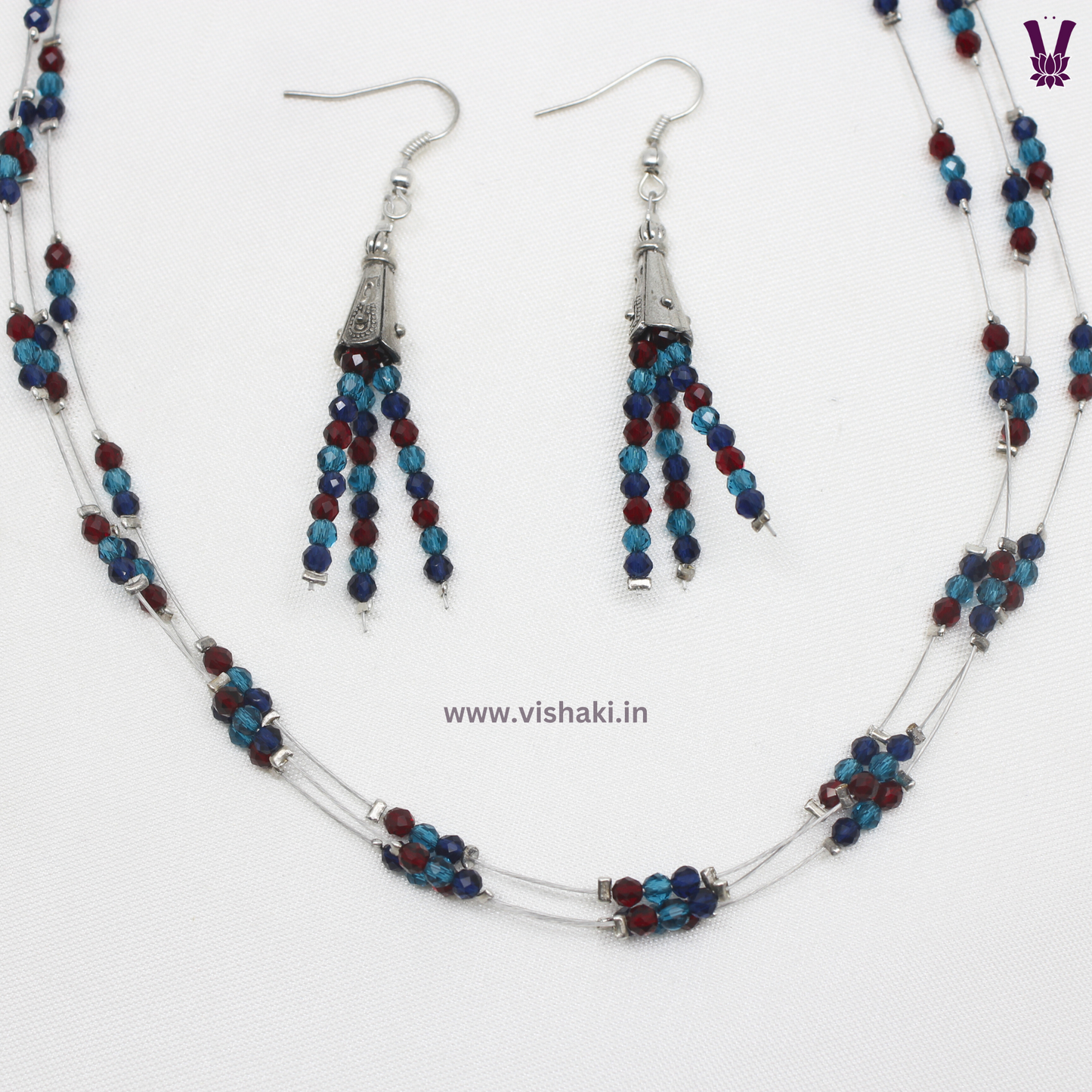 Mrudhvi Tricolor Agate Choker Necklace Set