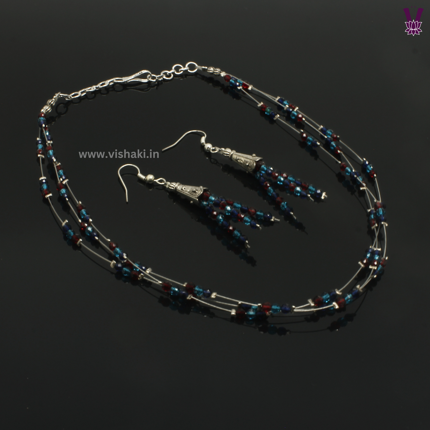 Mrudhvi Tricolor Agate Choker Necklace Set