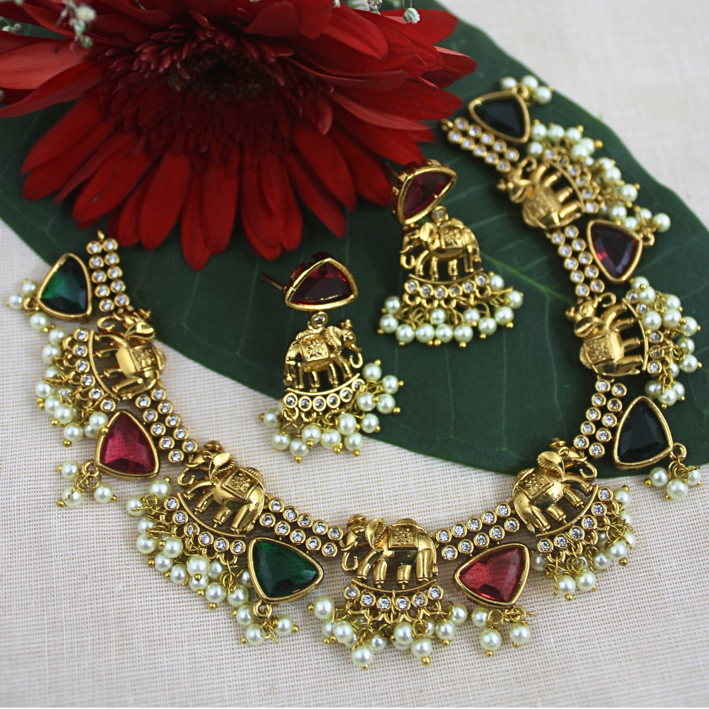 Triveni Antique Matte Necklace Set