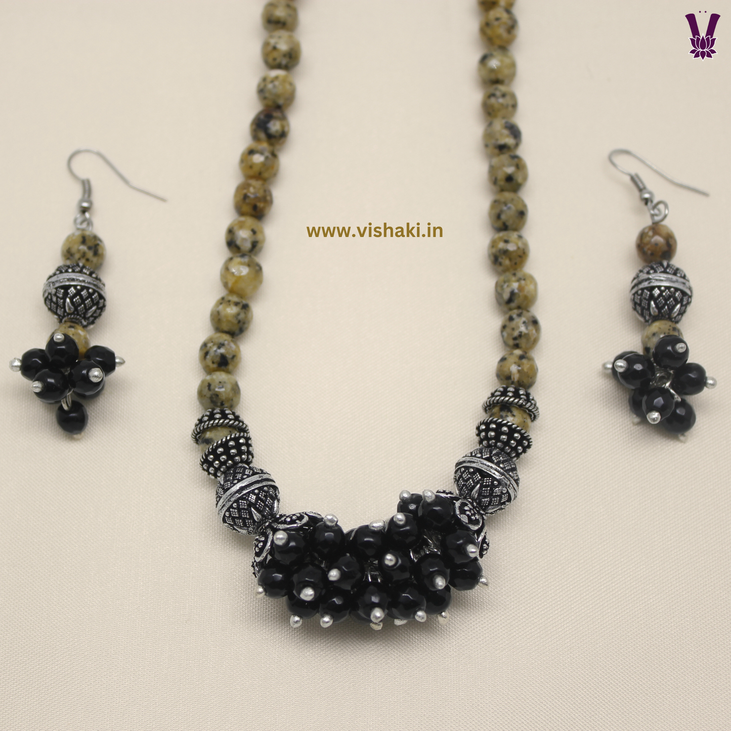 Mrudhvi Yellow Agate Short Necklace Set