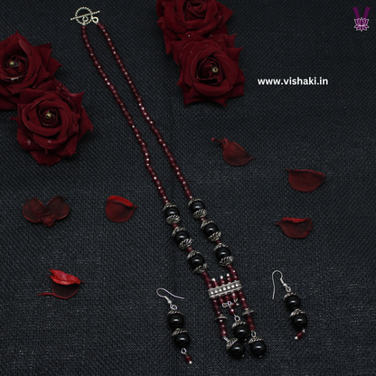 Mrudhvi Ruby Agate Short Necklace Set