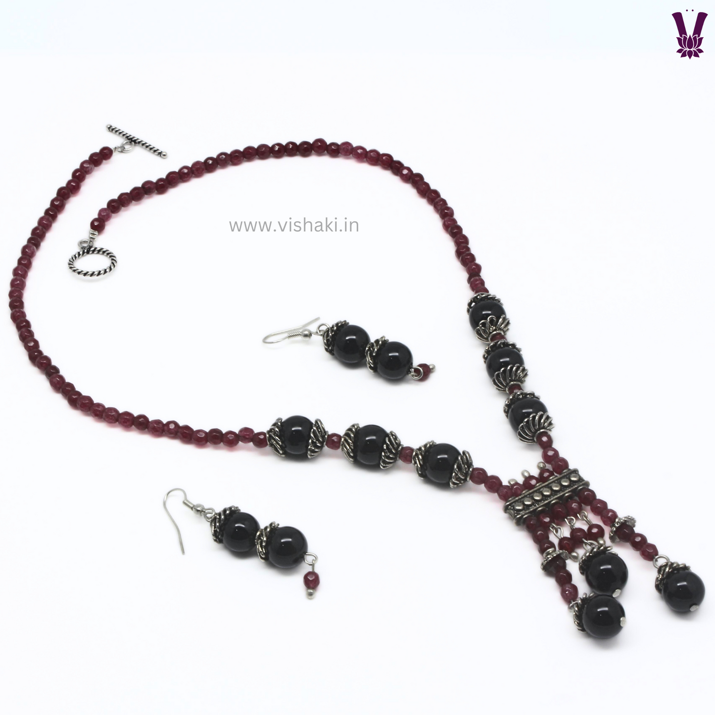 Mrudhvi Ruby Agate Short Necklace Set