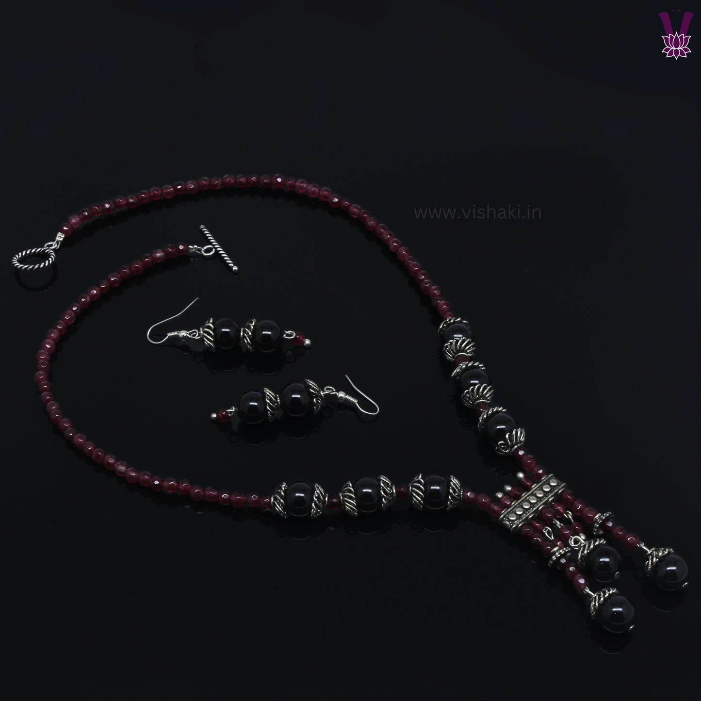 Mrudhvi Ruby Agate Short Necklace Set