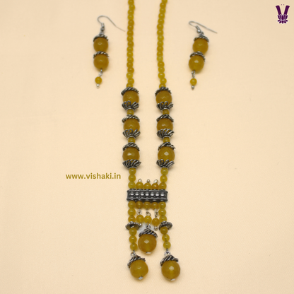 Mrudhvi Yellow Agate Short Necklace Set