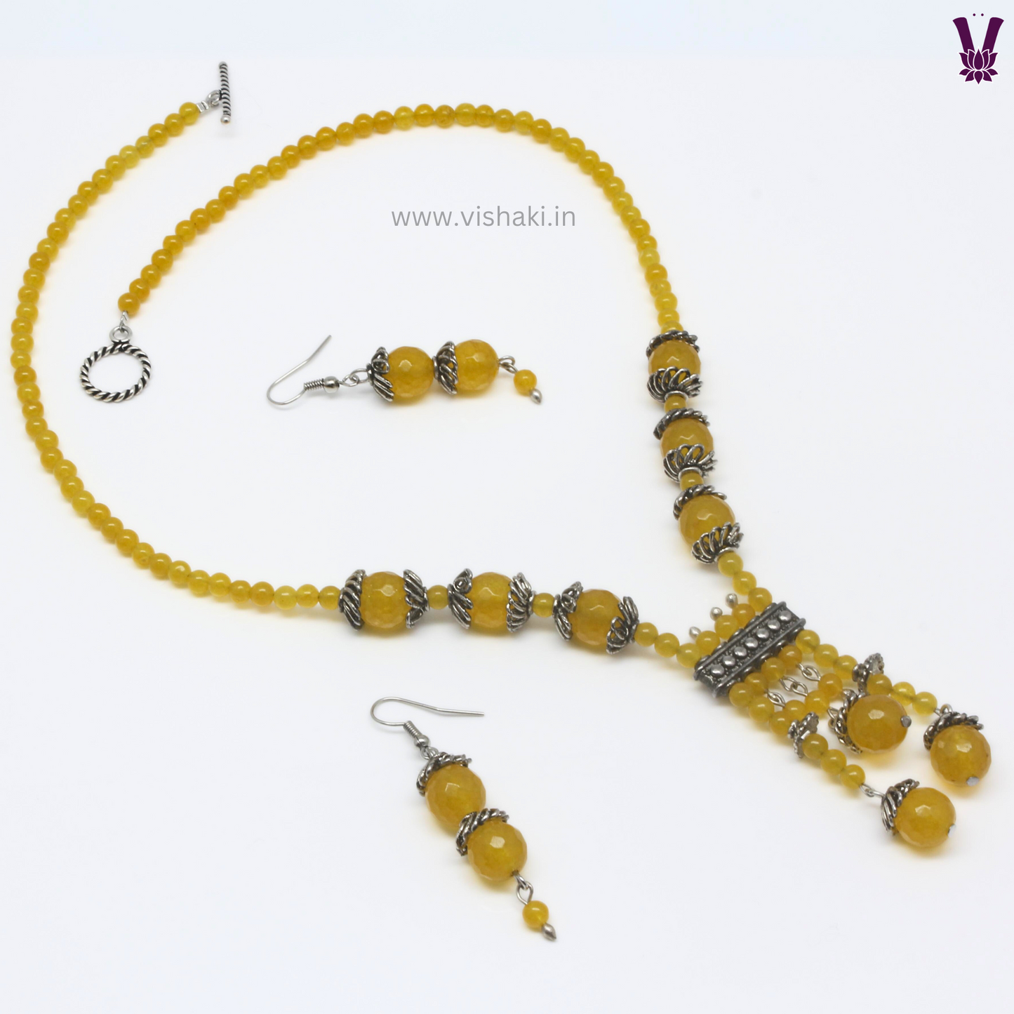 Mrudhvi Yellow Agate Short Necklace Set