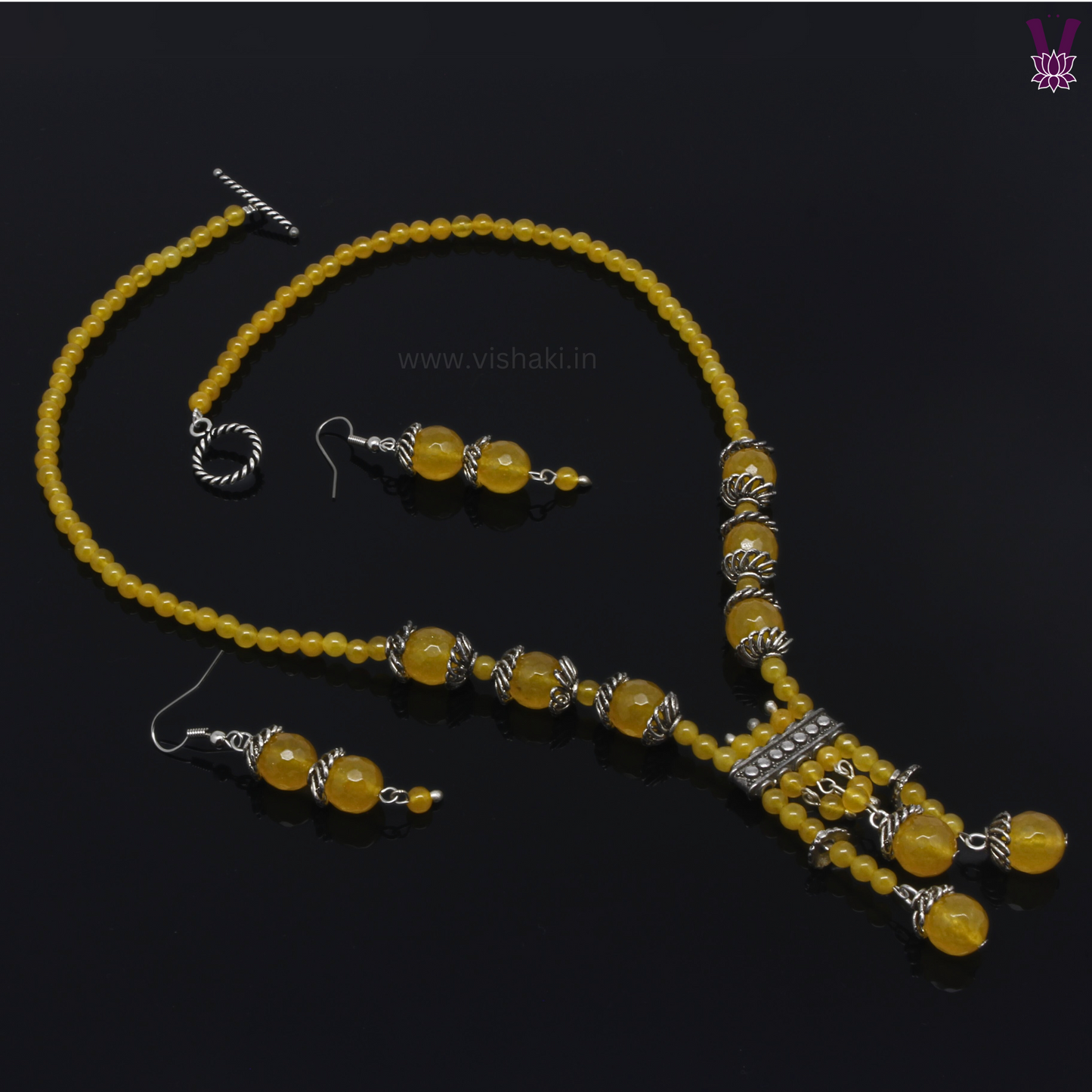 Mrudhvi Yellow Agate Short Necklace Set