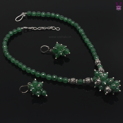 Mrudhvi Green Agate Short Necklace Set