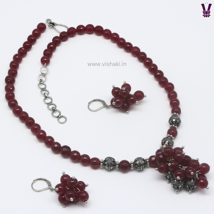Mrudhvi Ruby Agate Short Necklace Set