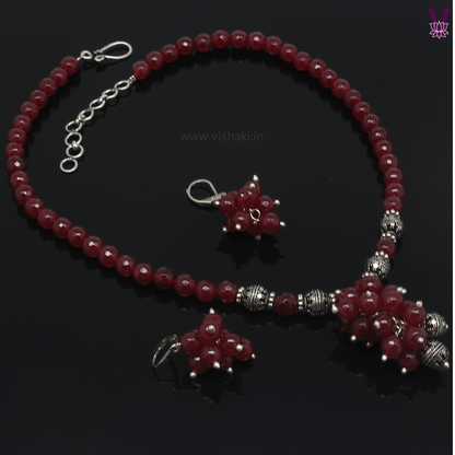 Mrudhvi Ruby Agate Short Necklace Set