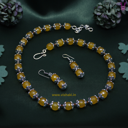 Mrudhvi Yellow Agate Short Necklace Set