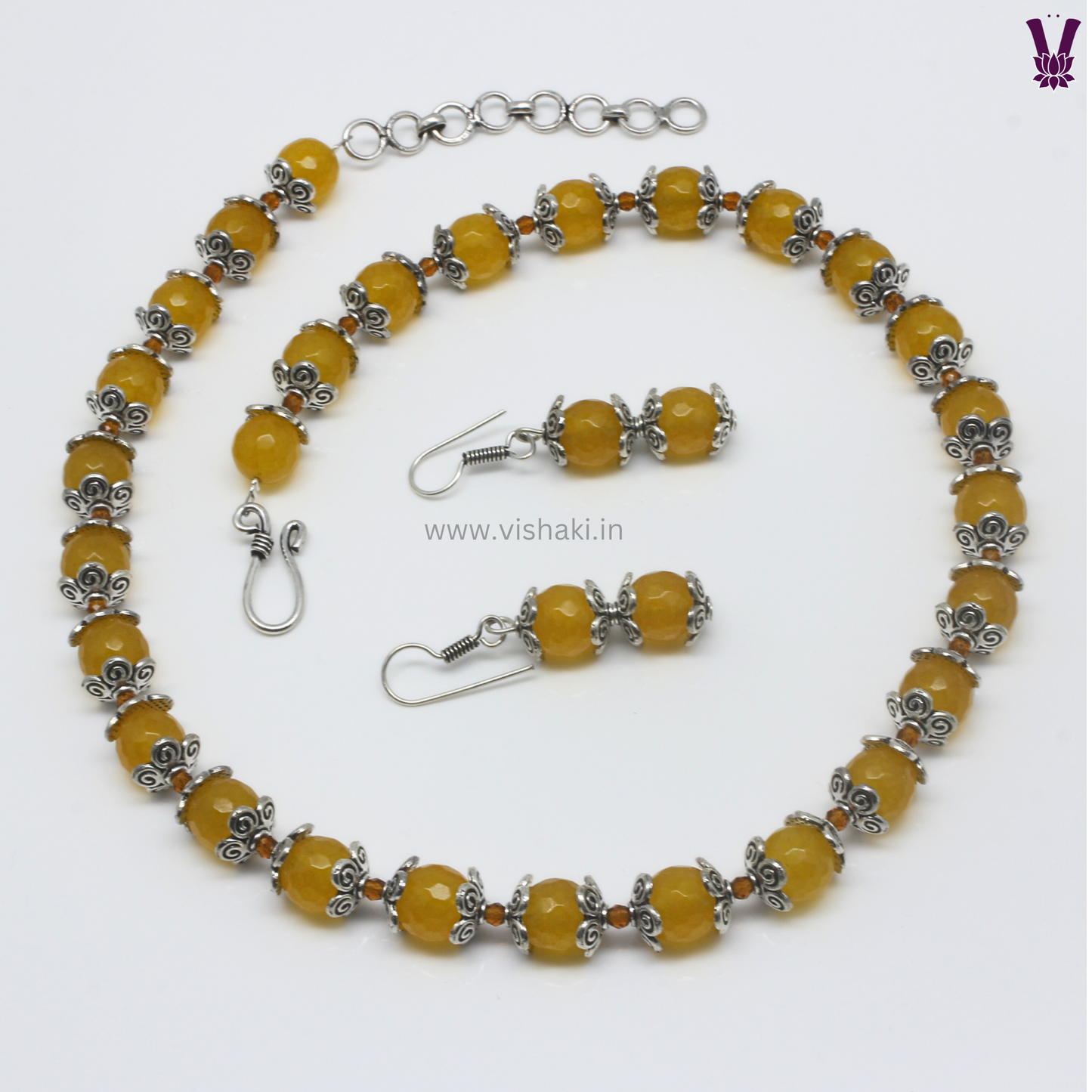 Mrudhvi Yellow Agate Short Necklace Set