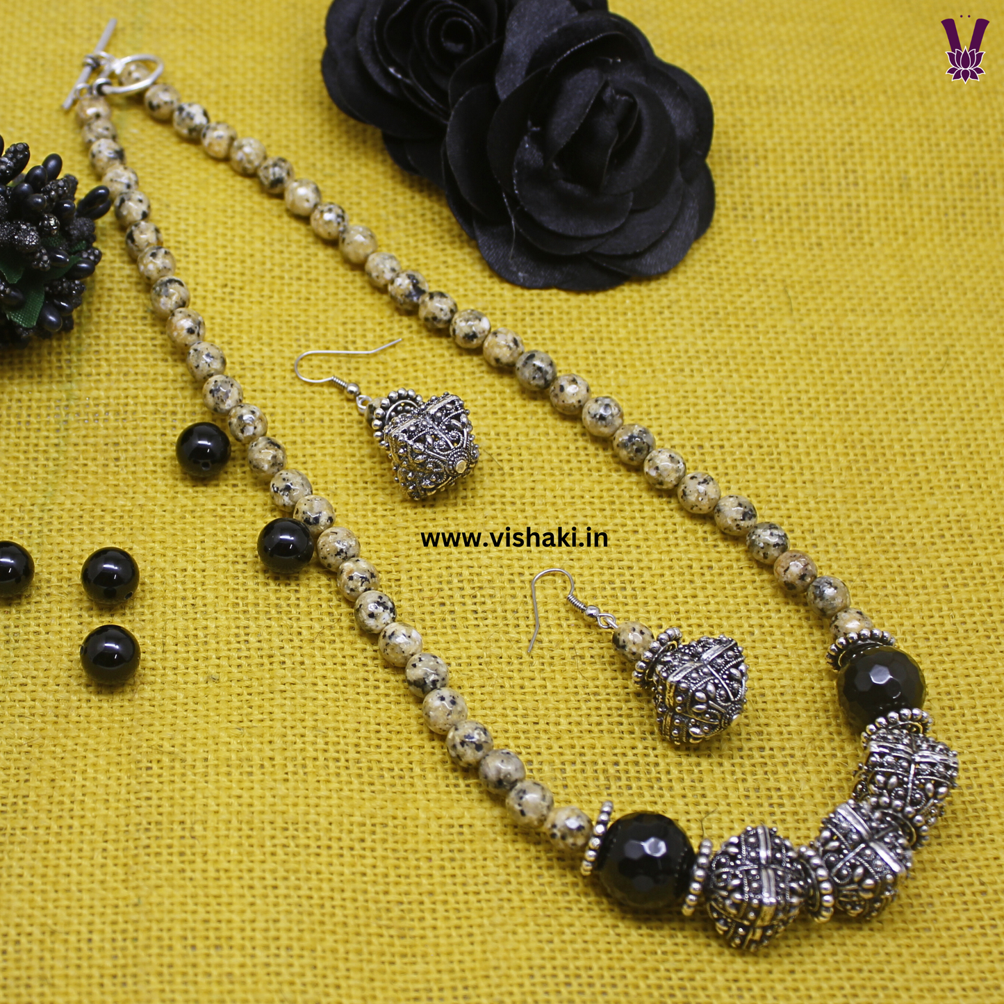 Mrudhvi Yellow Agate Short Necklace Set