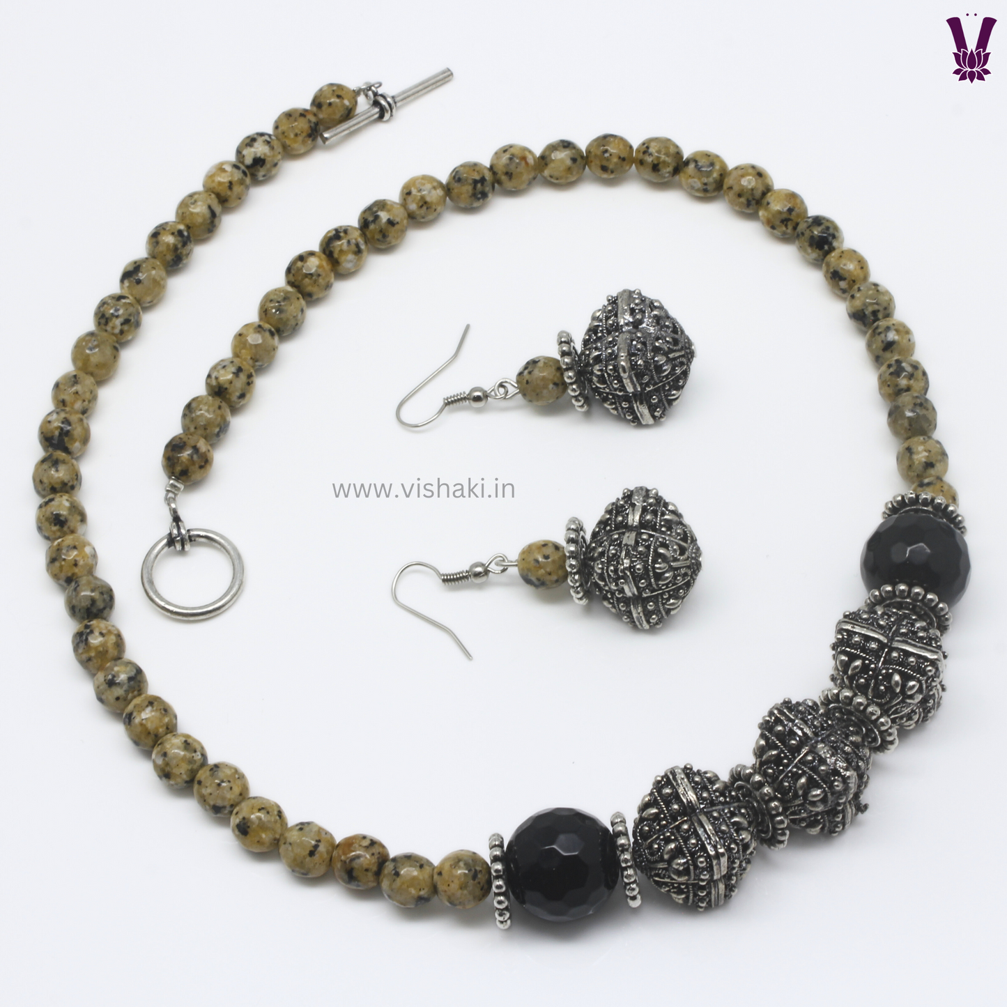 Mrudhvi Yellow Agate Short Necklace Set