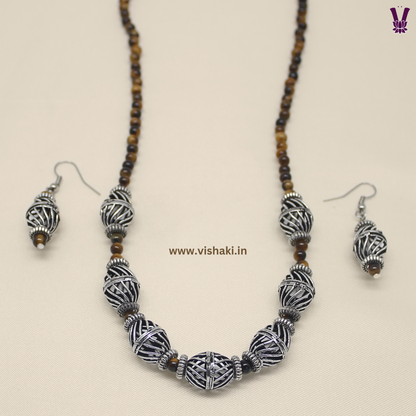 Mrudhvi Tiger Eye Short Necklace Set