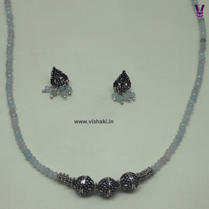 Mrudhvi Pastel Green Agate Short Necklace Set