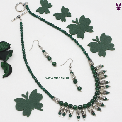 Mrudhvi Green Agate Choker Necklace Set