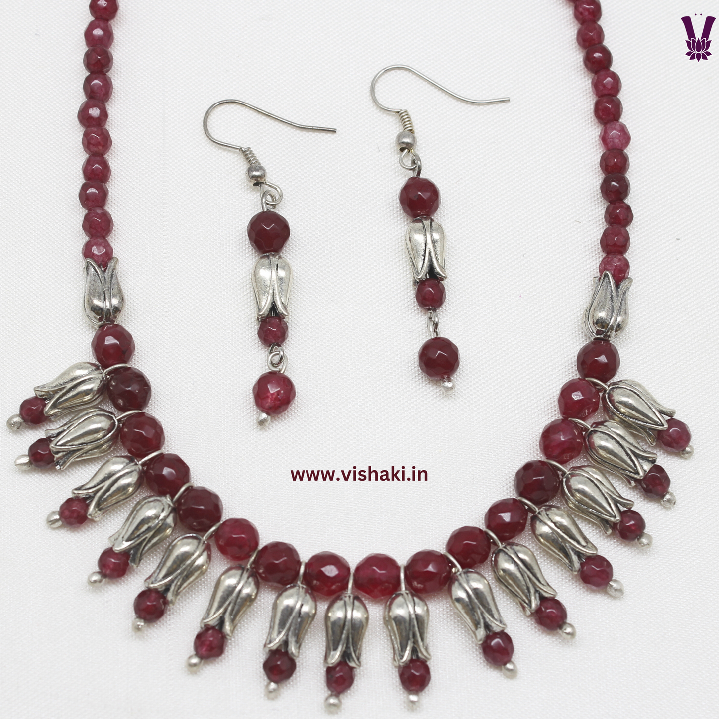 Mrudhvi Ruby Agate Choker Necklace Set