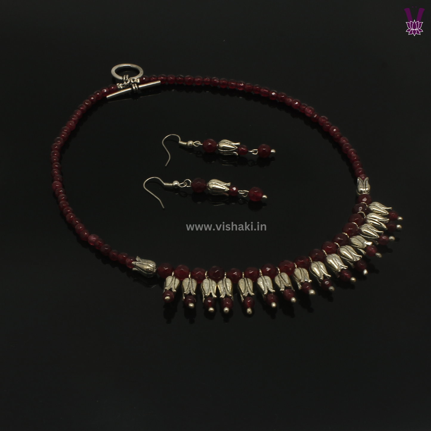 Mrudhvi Ruby Agate Choker Necklace Set