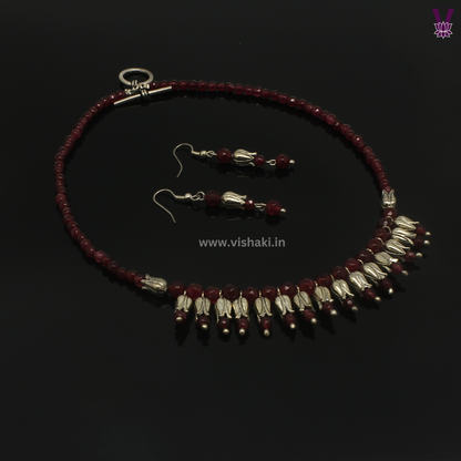 Mrudhvi Ruby Agate Choker Necklace Set