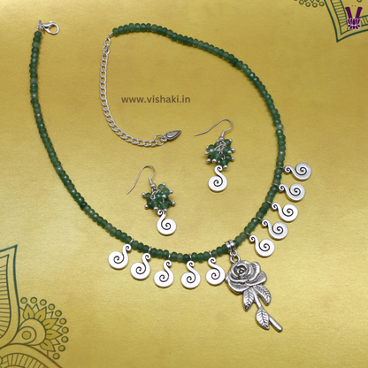 Mrudhvi Green Agate Choker Necklace Set