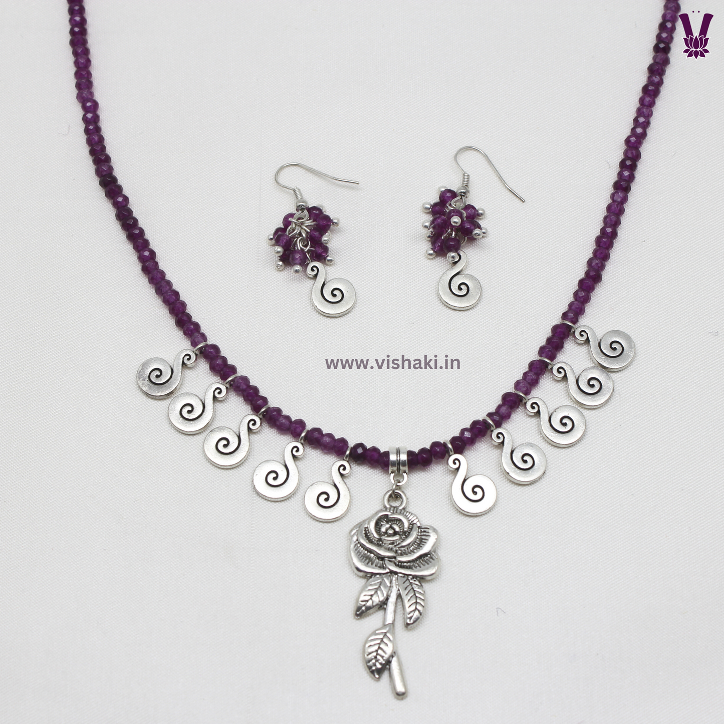 Mrudhvi Purple Agate Choker Necklace Set