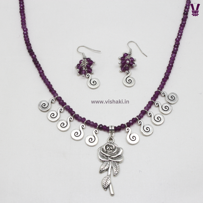 Mrudhvi Purple Agate Choker Necklace Set