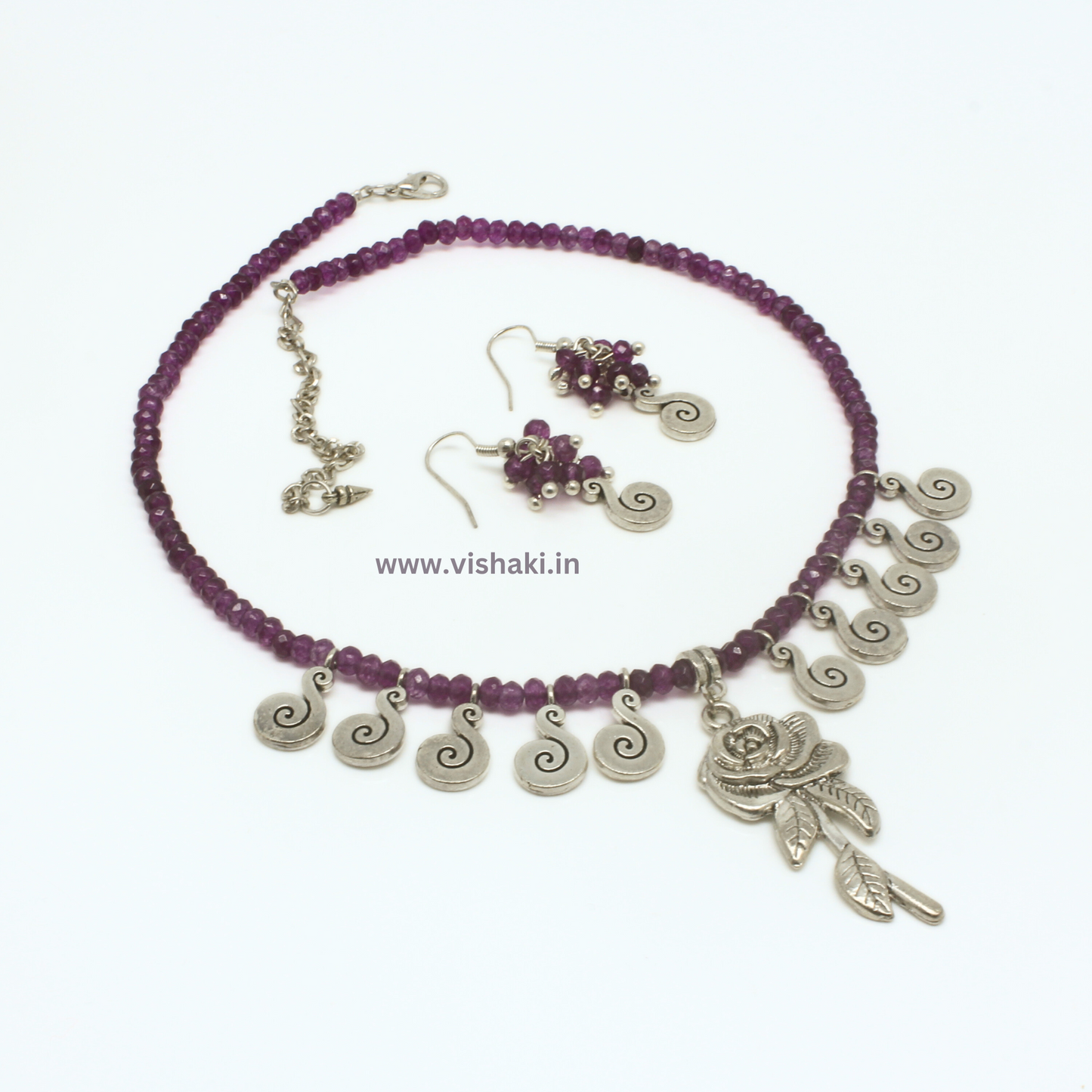 Mrudhvi Purple Agate Choker Necklace Set