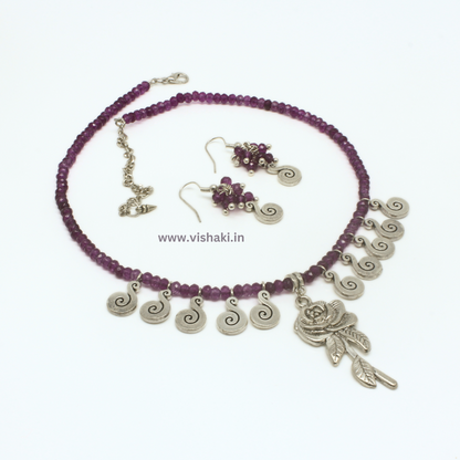 Mrudhvi Purple Agate Choker Necklace Set