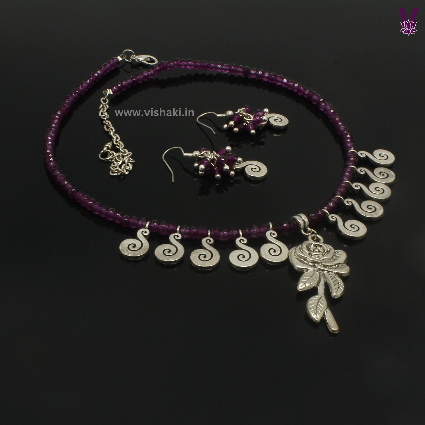 Mrudhvi Purple Agate Choker Necklace Set