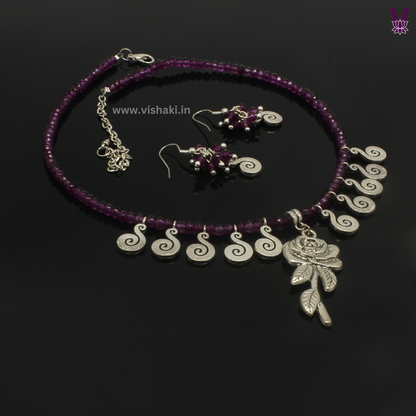 Mrudhvi Purple Agate Choker Necklace Set