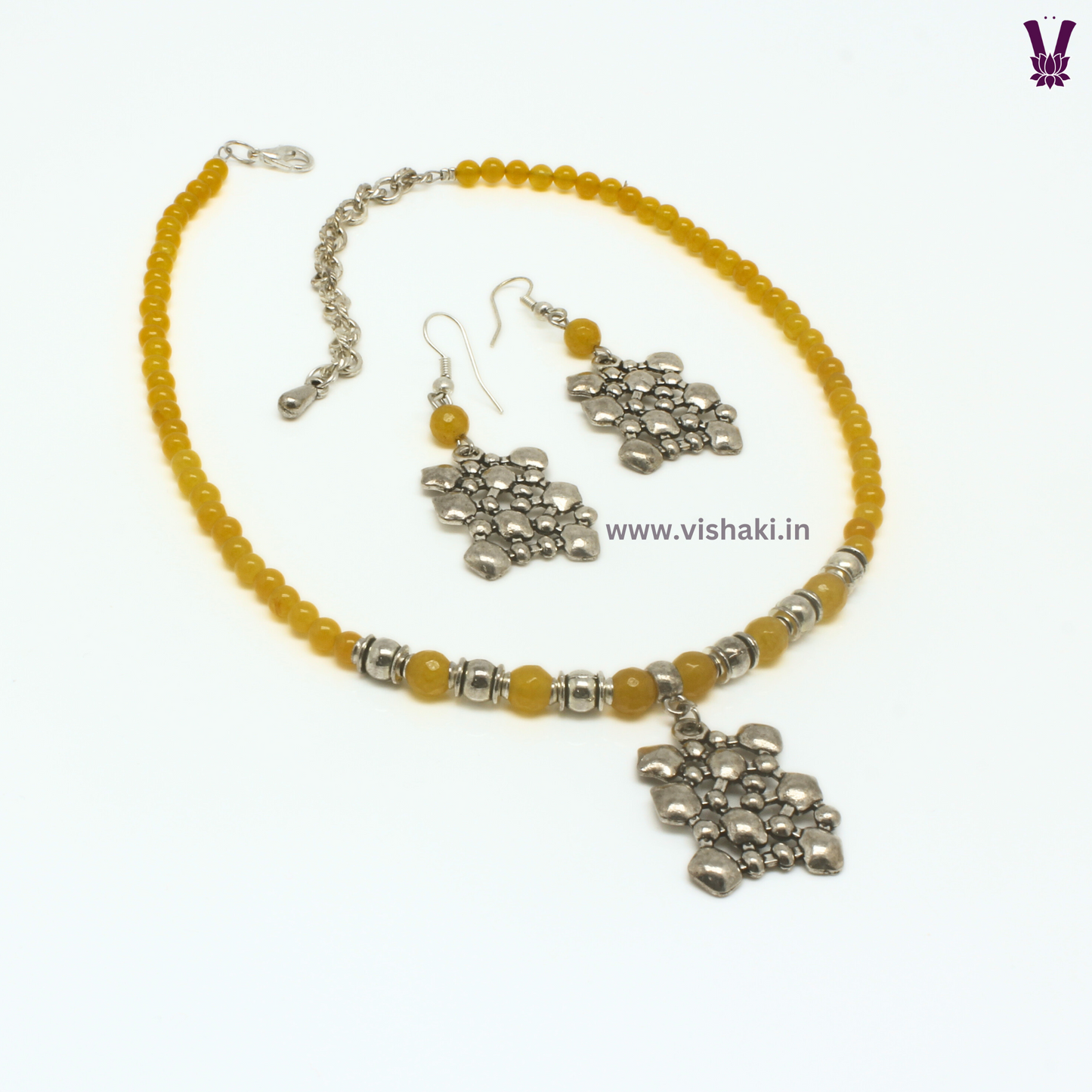 Mrudhvi Yellow Agate Choker Necklace Set