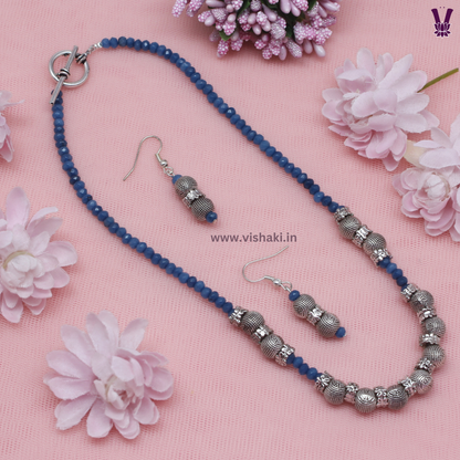 Mrudhvi Blue Agate Choker Necklace Set