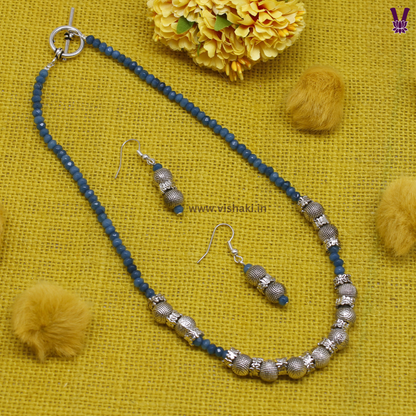 Mrudhvi Blue Agate Choker Necklace Set