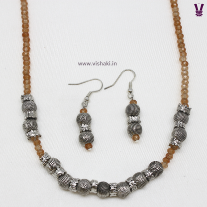 Mrudhvi Brown Agate Choker Necklace Set