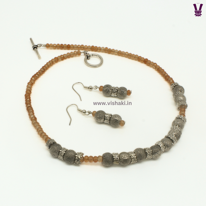 Mrudhvi Brown Agate Choker Necklace Set