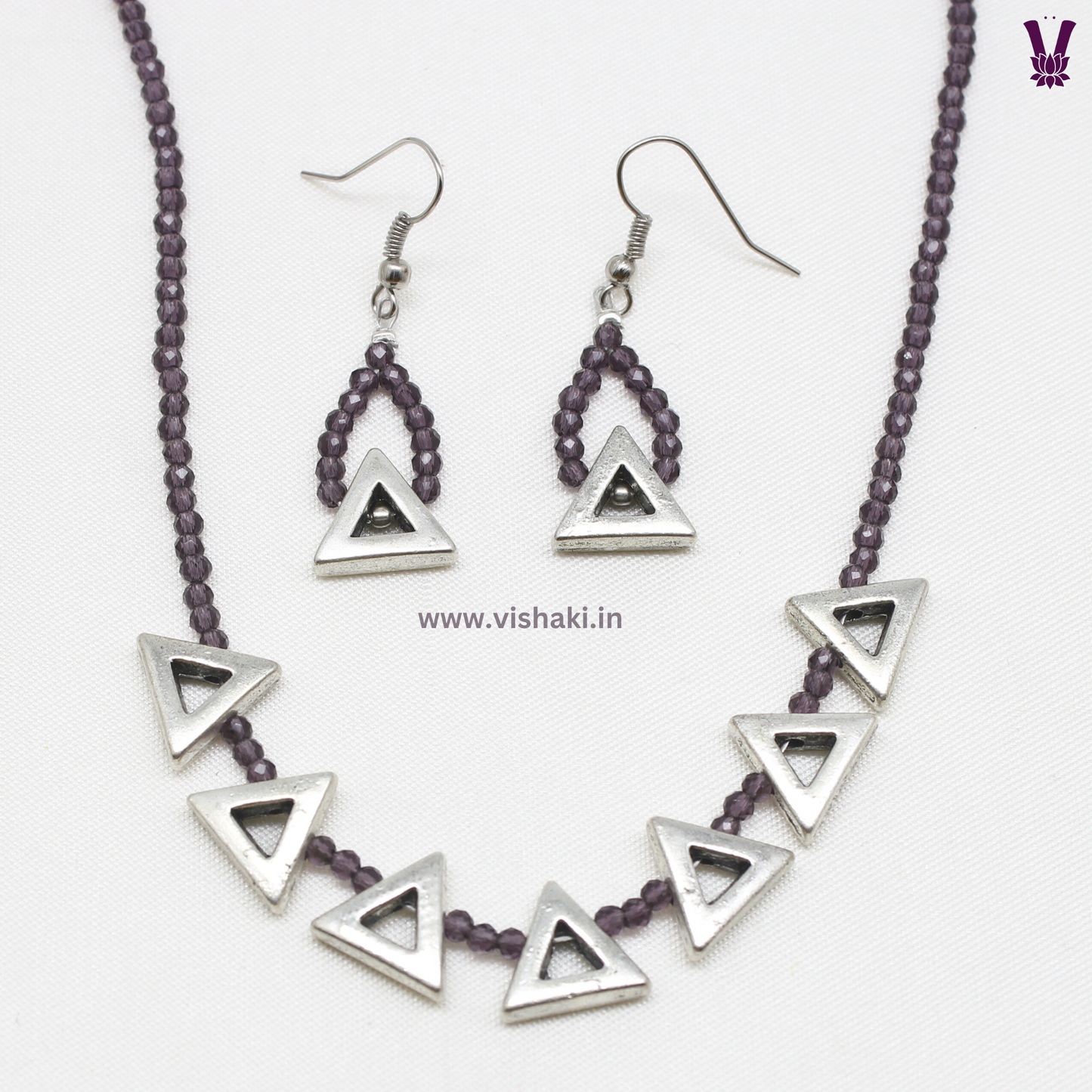 Mrudhvi Purple Agate Choker Necklace Set